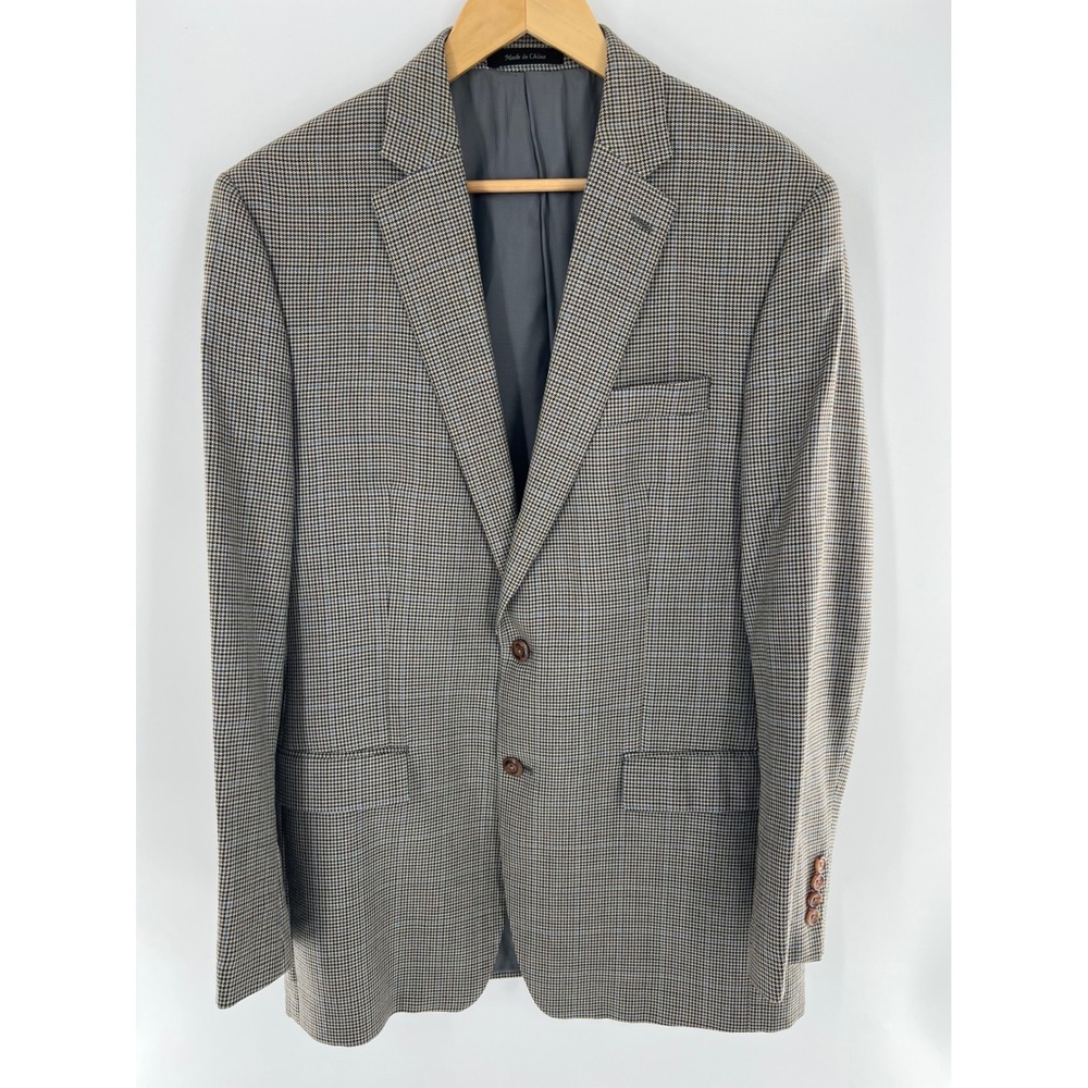 Vintage Lauren Ralph Lauren Silk Wool Houndstooth Blazer Sport Coat Preppy 42L